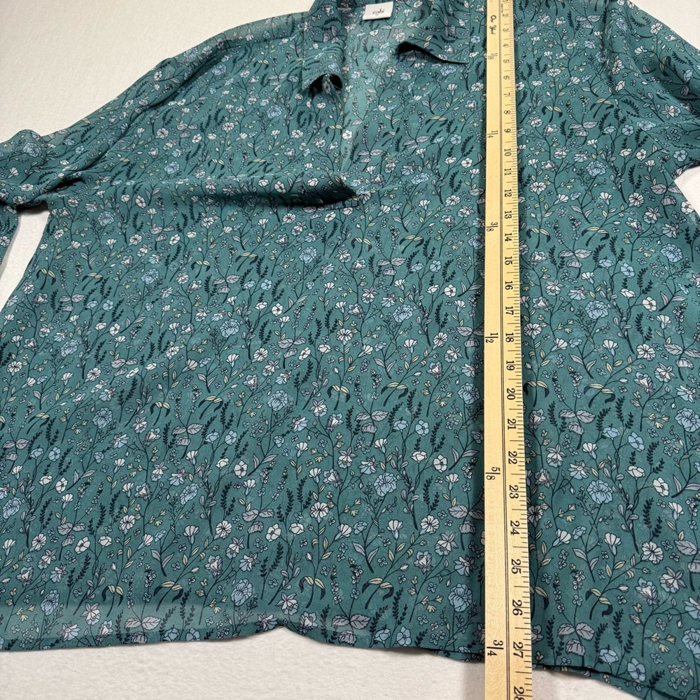 CAbi 3761 Chase Field of Flowers Blouse M Semi Sheer V-Neck Long Sleeve floral - Picture 4 of 6